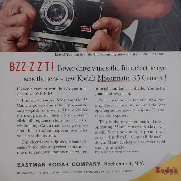 Kodak Motormatic Camera Magazine Advertisement 1960 Vintage 35mm Photography - Picture 4 of 6